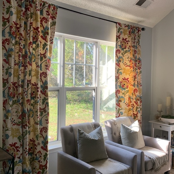 Set‎ of 4 Floral Patterned blackout curtains classic traditional red blue green - Picture 4 of 17